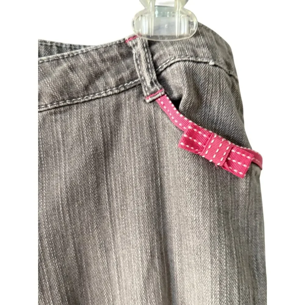 Gymboree Gray Girls Jeans with Pink‎ Bows Size 12
